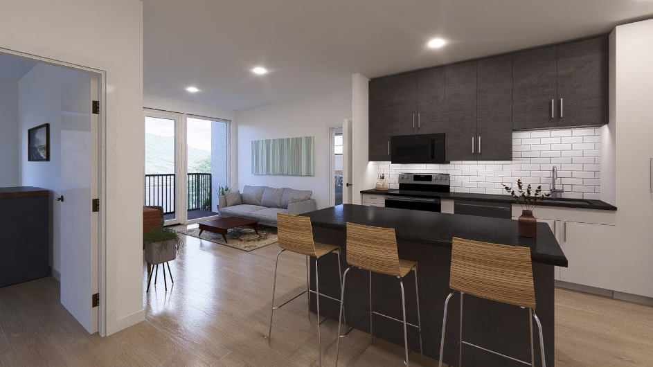 Canyon View Apartments kitchen and living area